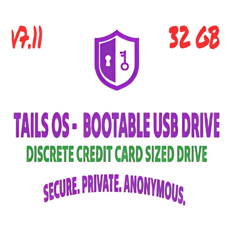 Tails OS Bootable USB Credit Card Flash Drive | 32GB | DISCRETE 