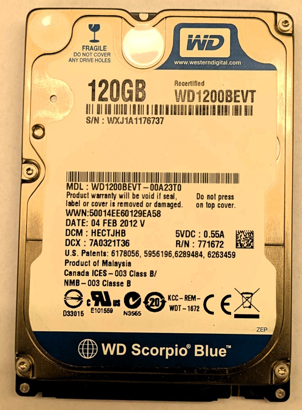 Western Digital WD Scorpio Blue 120GB 2.5" SATA Hard Drive (WD1200BEVT) Tested