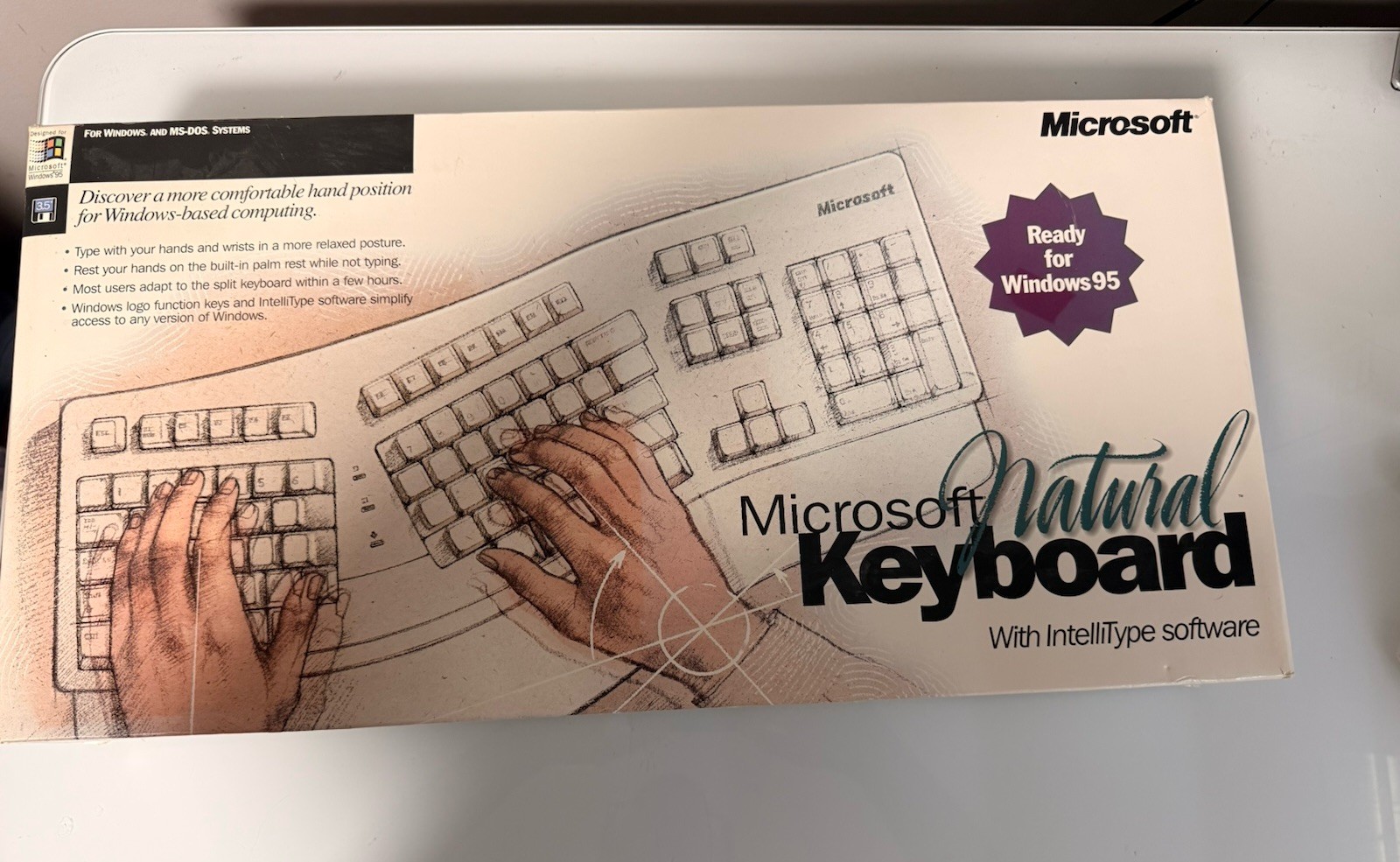 Vintage 1995 Microsoft Natural Keybaord Windows IOB