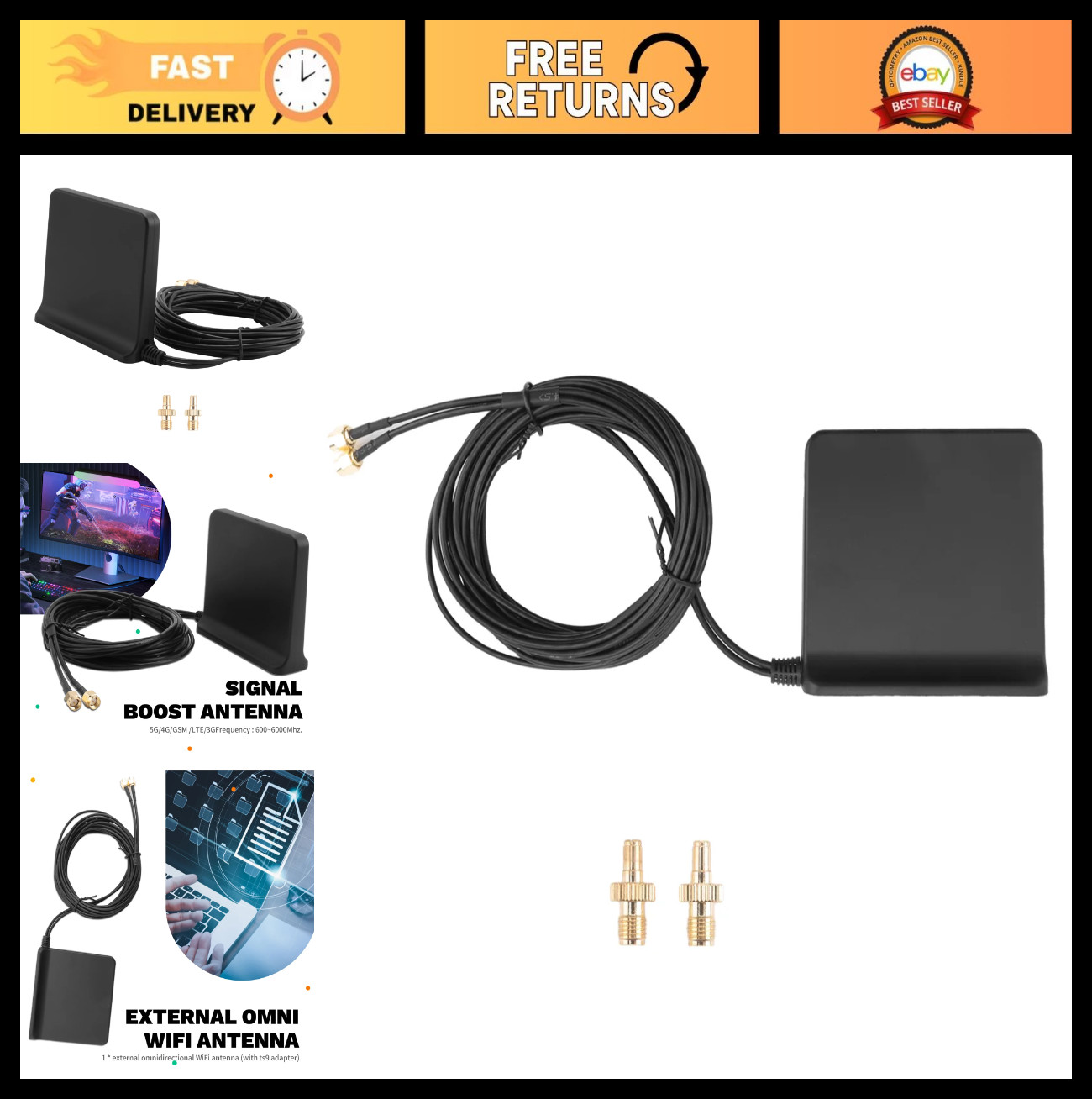 High Gain 12dBi 5G 4G LTE 3G GSM Mimo External Omni WiFi Antenna + TS9 Adapter