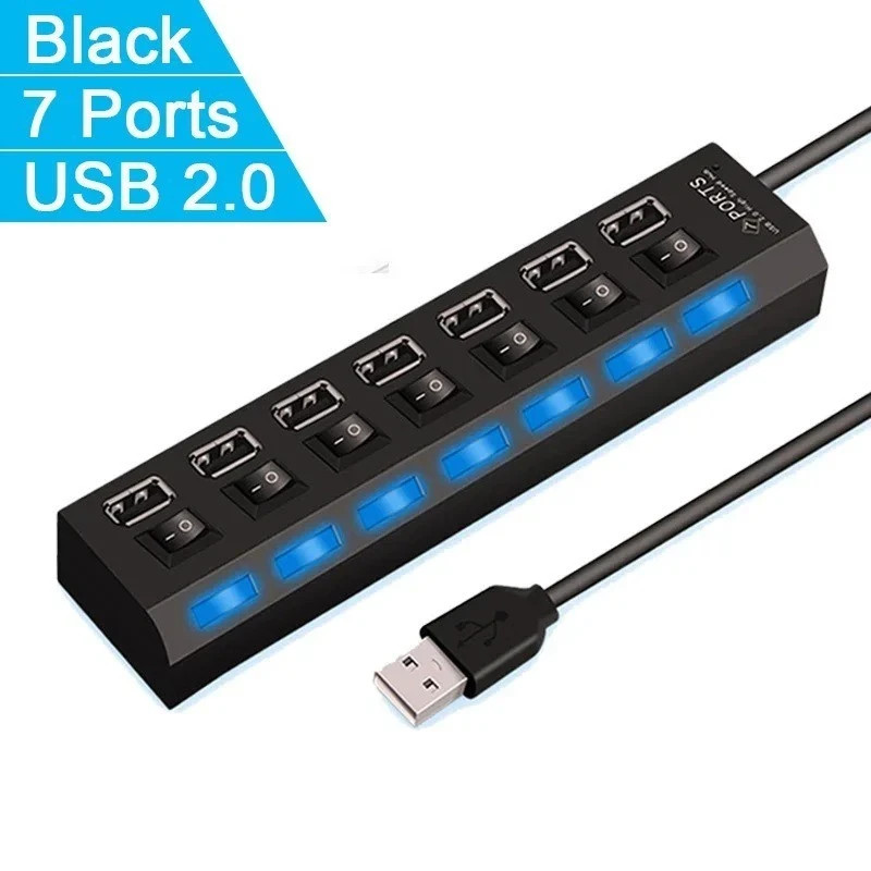High Speed 4/7 Ports USB HUB 2.0 Adapter Expander Multi USB Splitter Multiple Ex