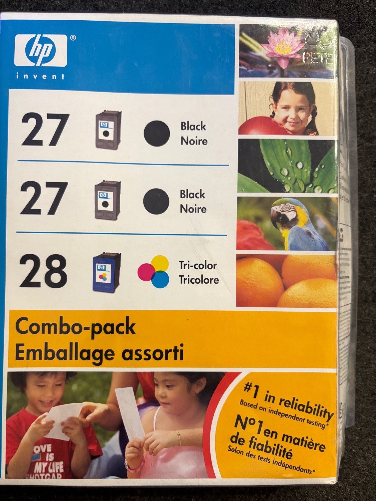 GENUINE HP COMBO PACK (2) 27 BLACK & (1) 28 TRI-COLOR NEW SEALED