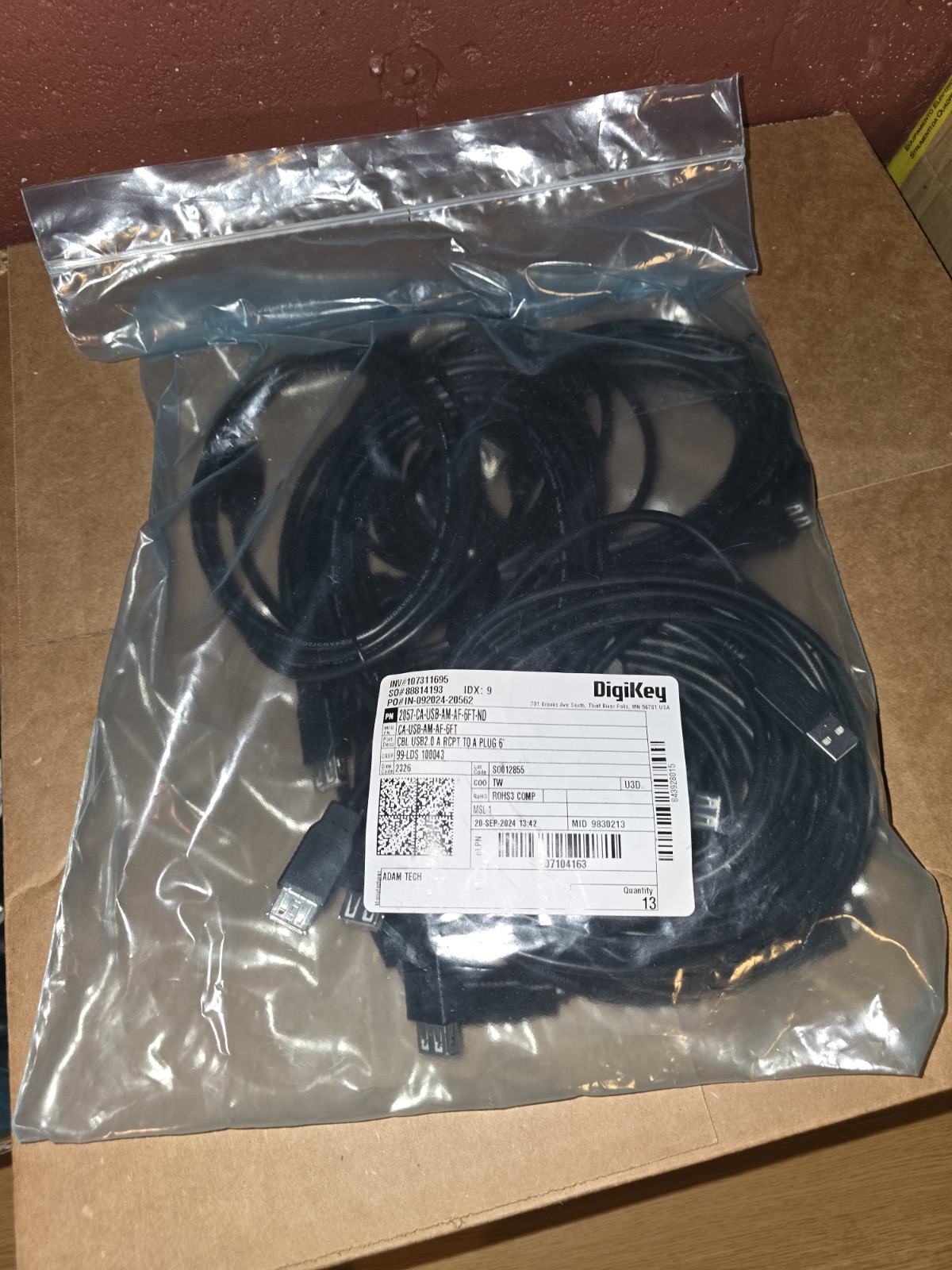 Bulk Lot of 110 Adam Tech 6ft USB 2.0 Extension Cables. CA-USB-AM-AF-6FT