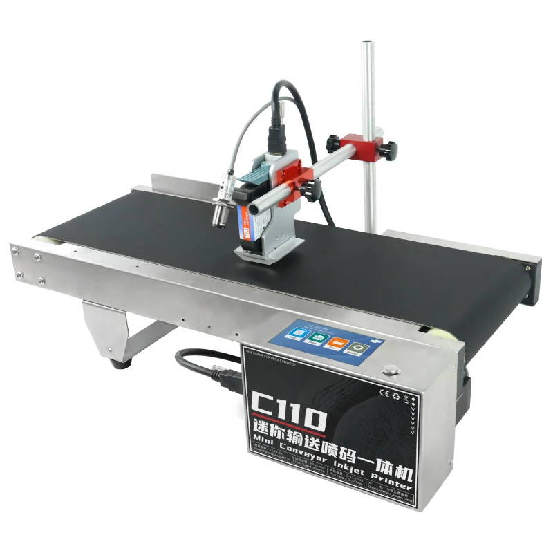 Mini conveyor inkjet printer production date QR code barcode LOGO coding machine