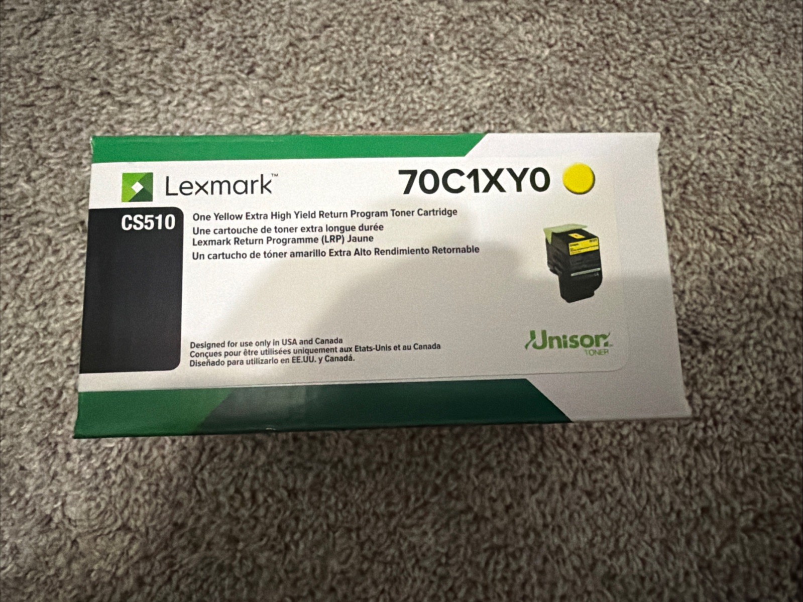 Genuine Sealed Lexmark 70C1XY0 Yellow Toner Cartridge 701XY CS510 Brand New