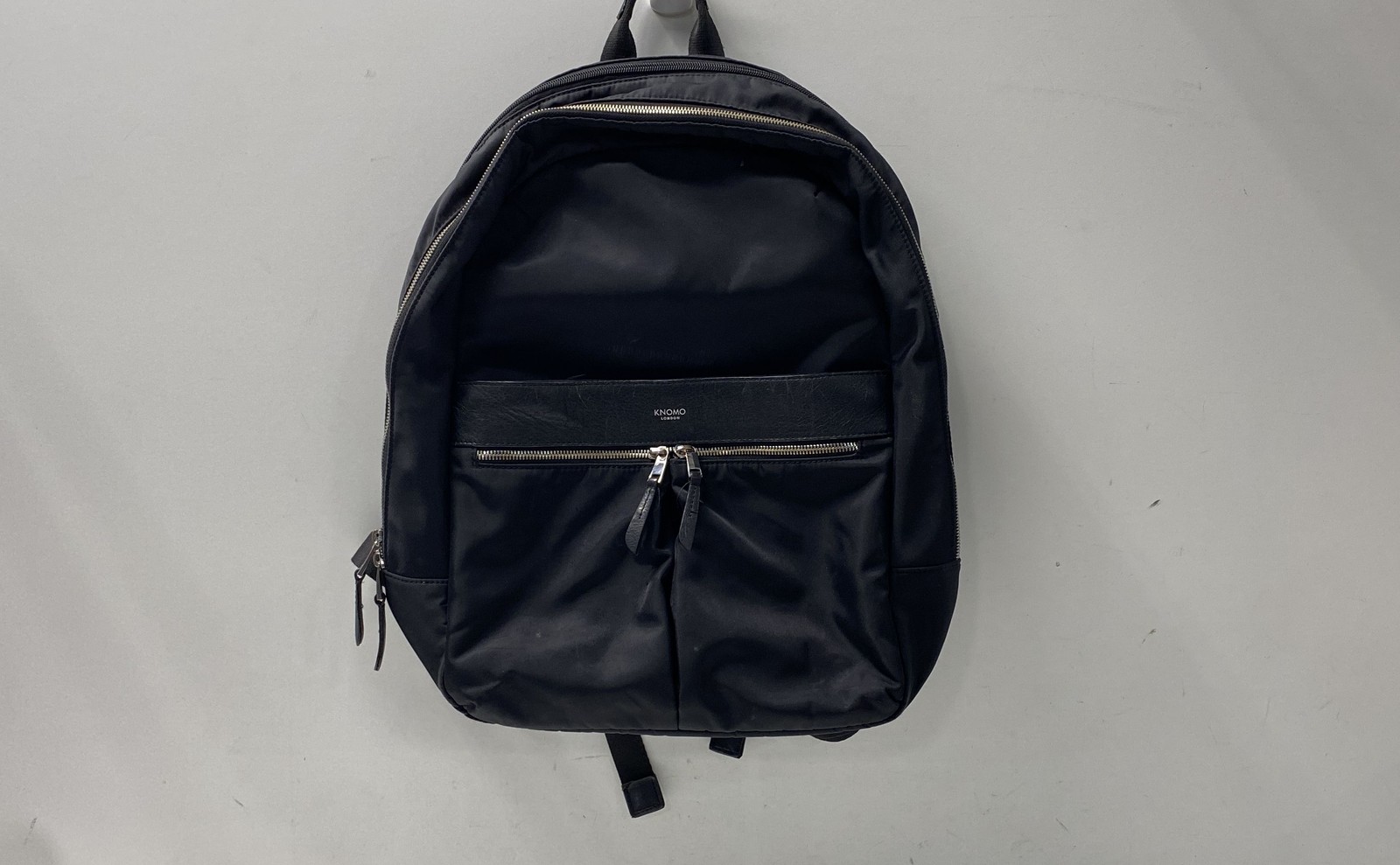 Knomo London Black Beaufort Nylon Laptop Backpack Silver Hardware
