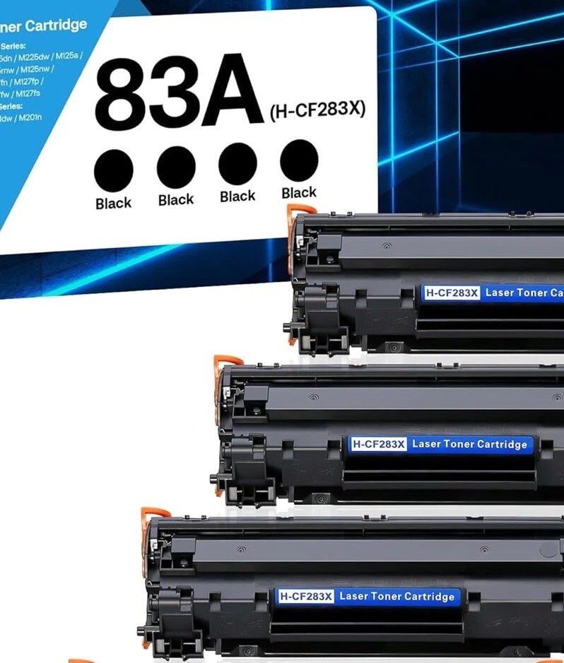 83A CF283A Black Toner Cartridge Compatible Replacement for HP 83A CF283A 3pack