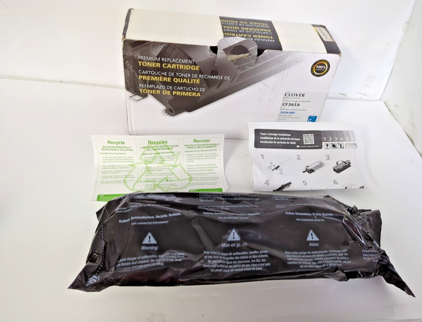 CLOVER PREMIUM REPLACEMENT TONER CARTRIDGE CF361A, 2009389 CYAN
