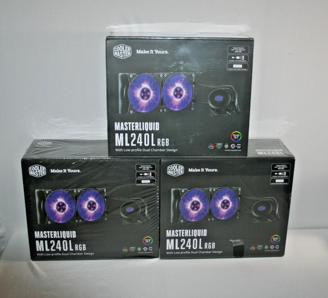 3X Cooler Master MasterLiquid ML240L  RGB Liquid CPU Cooler New Sealed box