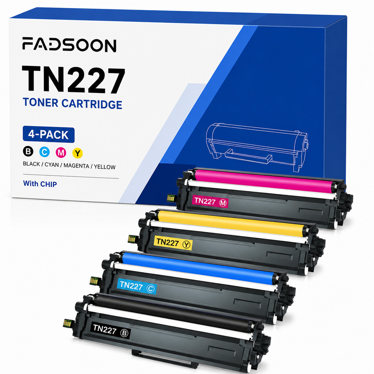 TN227 4PK BK/C/M/Y High Yield Compatible Toner fit for HL-L3270CDW MFC-L3770CDW