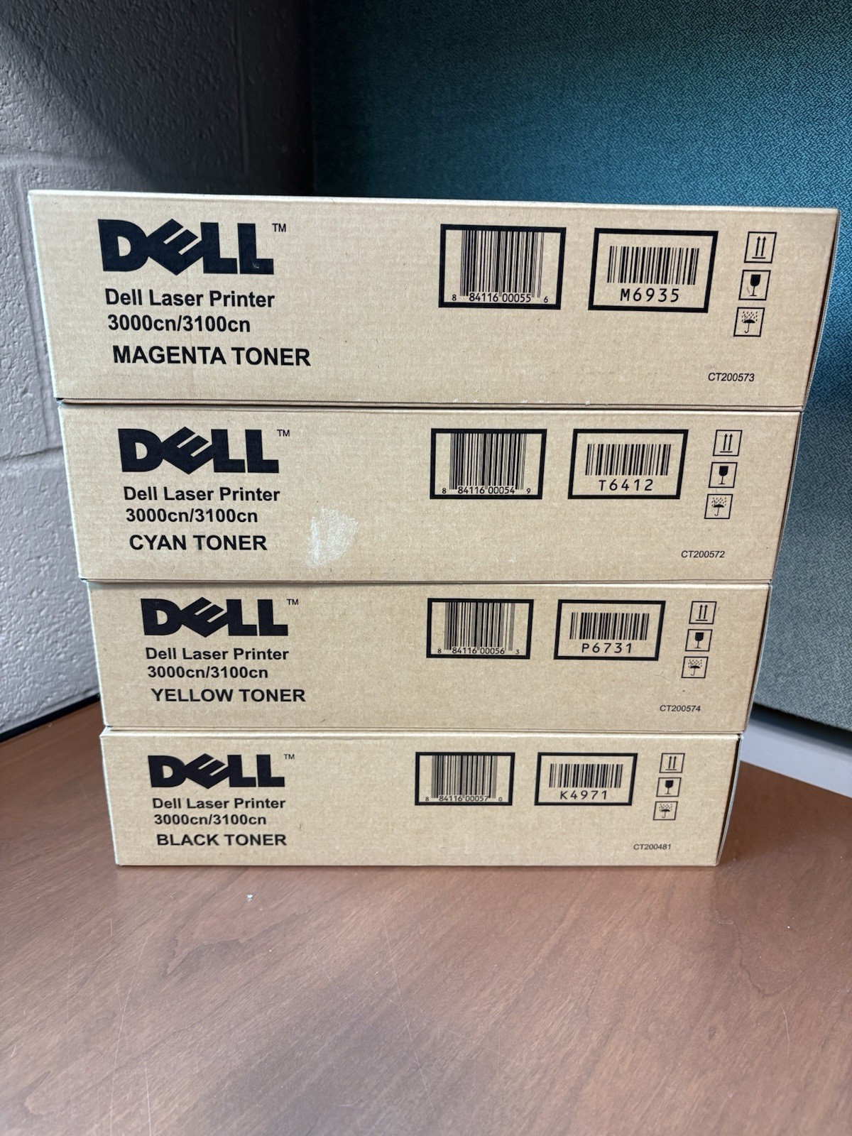 Genuine OEM DELL Laser Printer 3000cn/3100cn Full Set Toner Cartridges - NIB