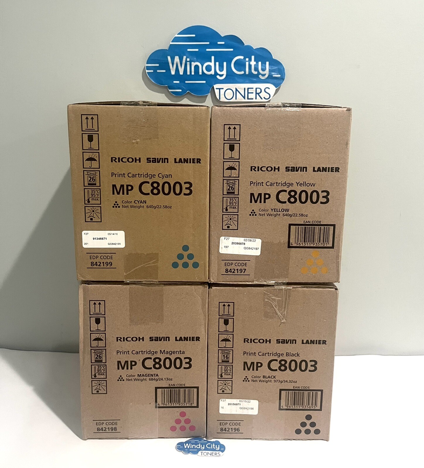 Ricoh MP C8003 Toner Set KYMC 842196 842197 842198 842199 Genuine OEM Sealed New