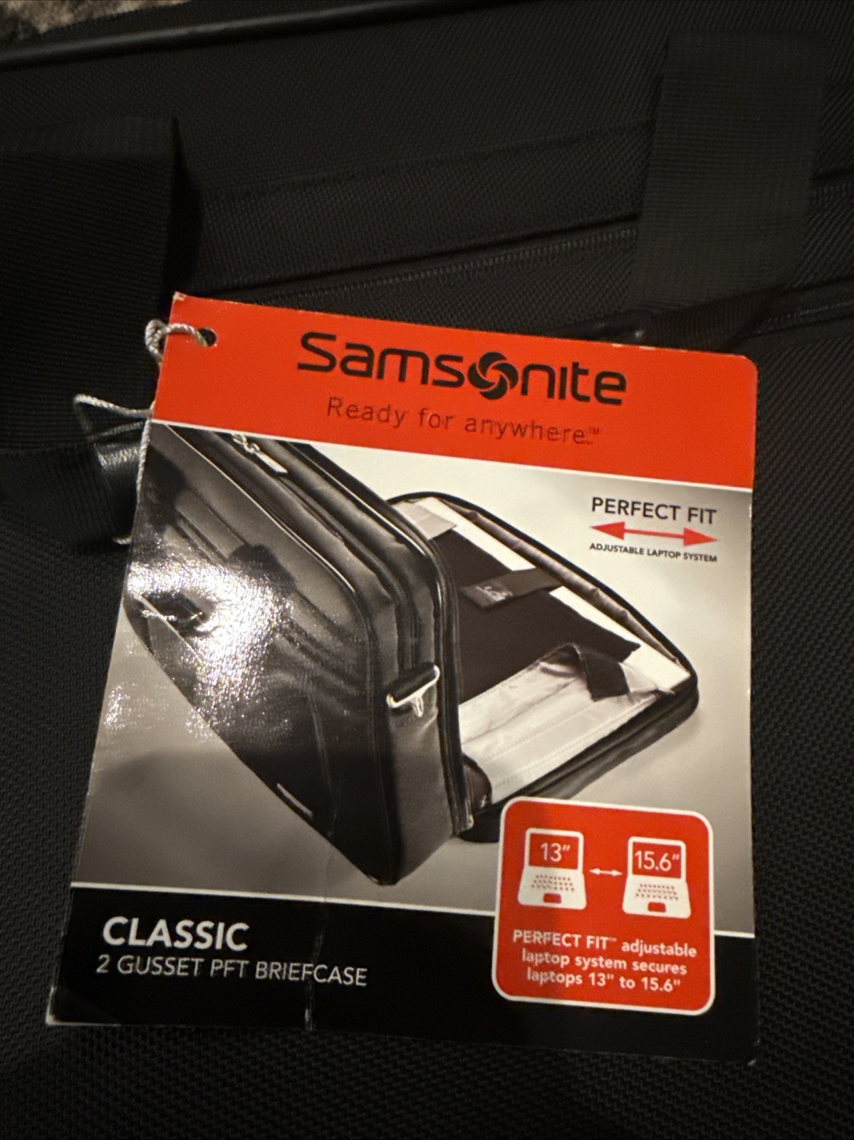 NWT Black Samsonite Classic PFT 2 Gusset Briefcase Adjustable Laptop System