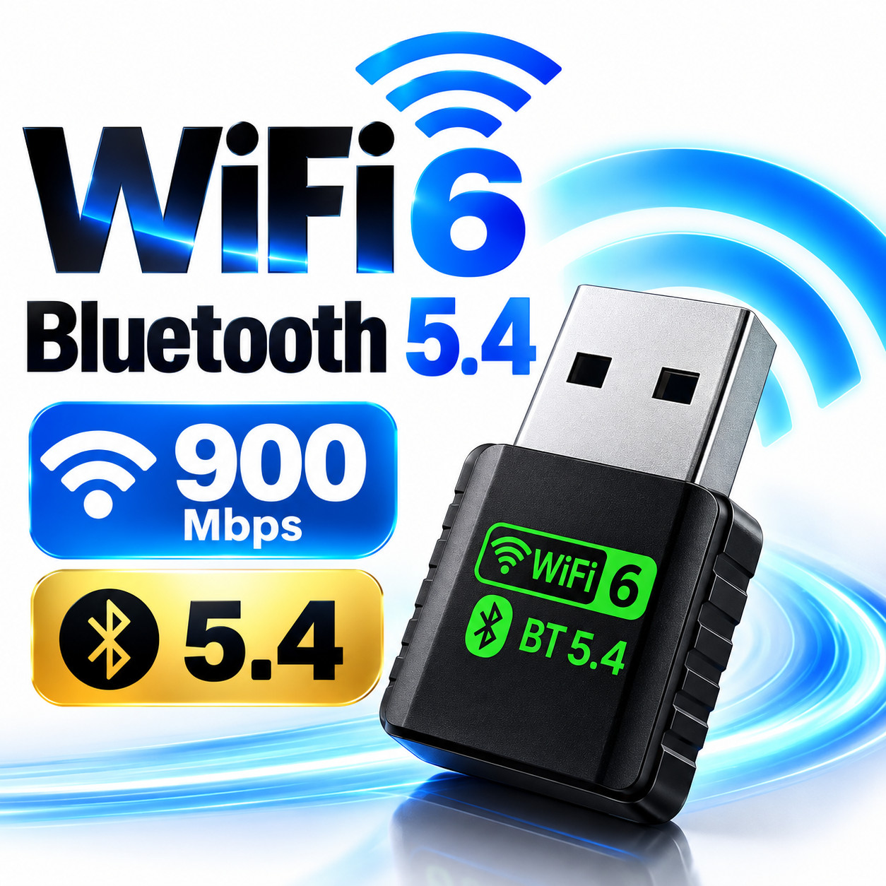 AX900M WiFi 6 USB Adapter 900Mbps Bluetooth 5.4 Dual Band 2.4G 5GHz PC Laptop