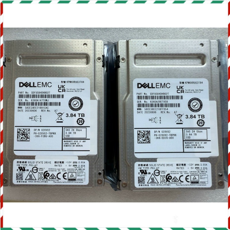New 2XVX2 02XVX2 Dell EMC 3.84TB 24Gbps SAS RI TLC 2.5'' SSD 14/15/16G KIT