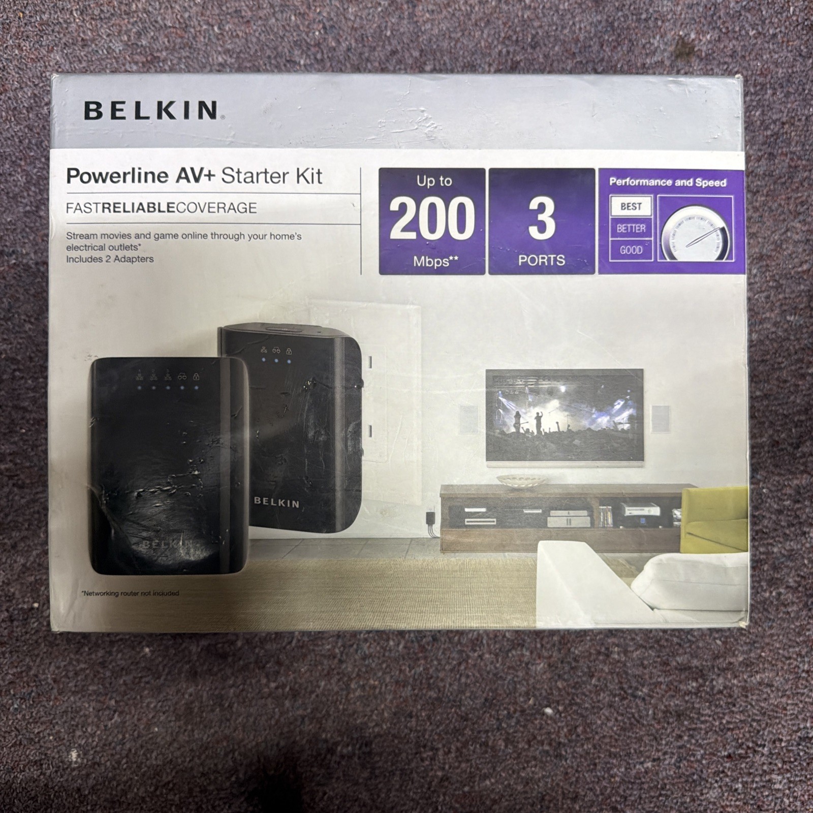 Belkin F5D4074 Powerline Starter kit Network Adapter Transmitter Receiver
