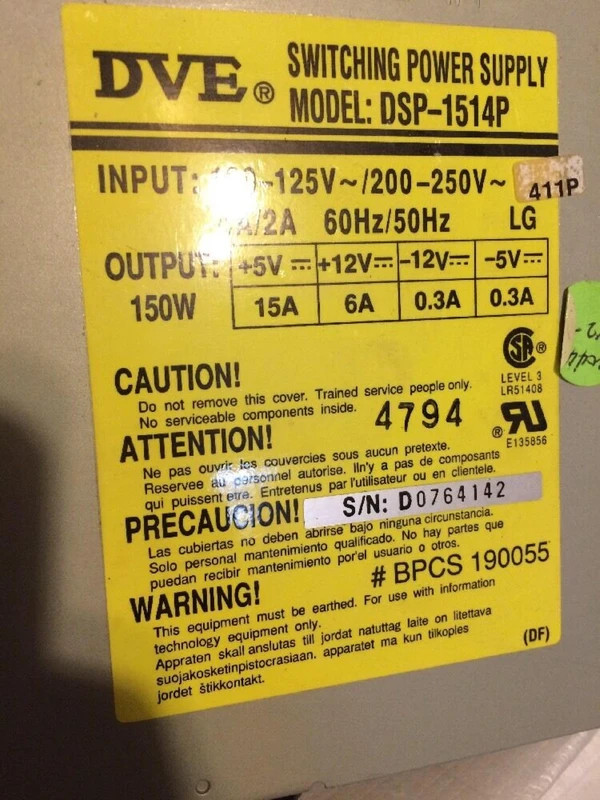 DSP-1514P dve dsp 150W at power supply w/remote switch for case mount 150 watt