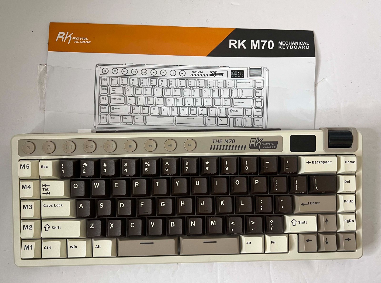 RK M70 Mechanical Keyboard Tri-Mode Cream Switch Royal Kludge