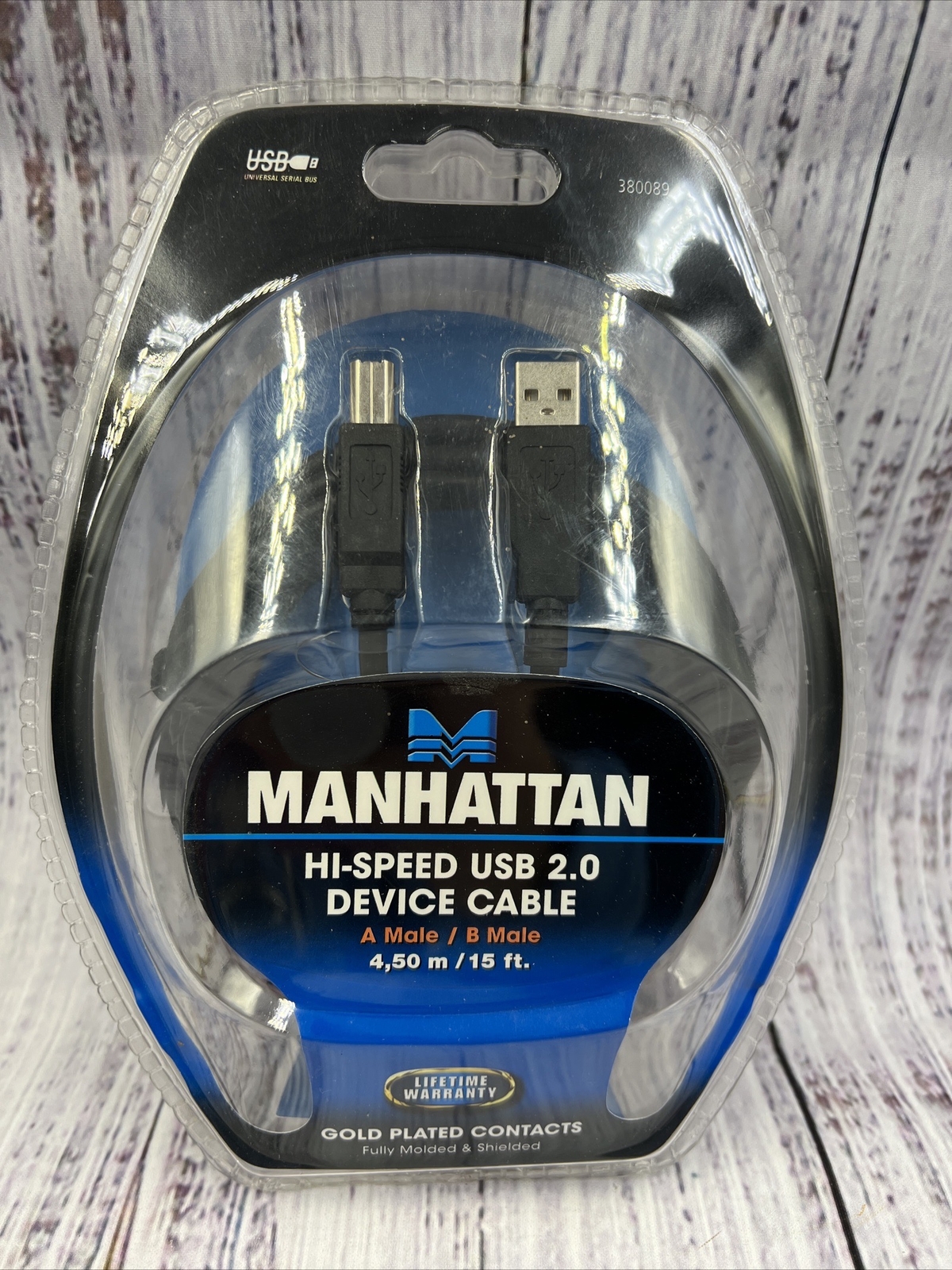 Manhattan Hi-Speed 15’ USB 2.0 Device Cable A Male/B Male - READ