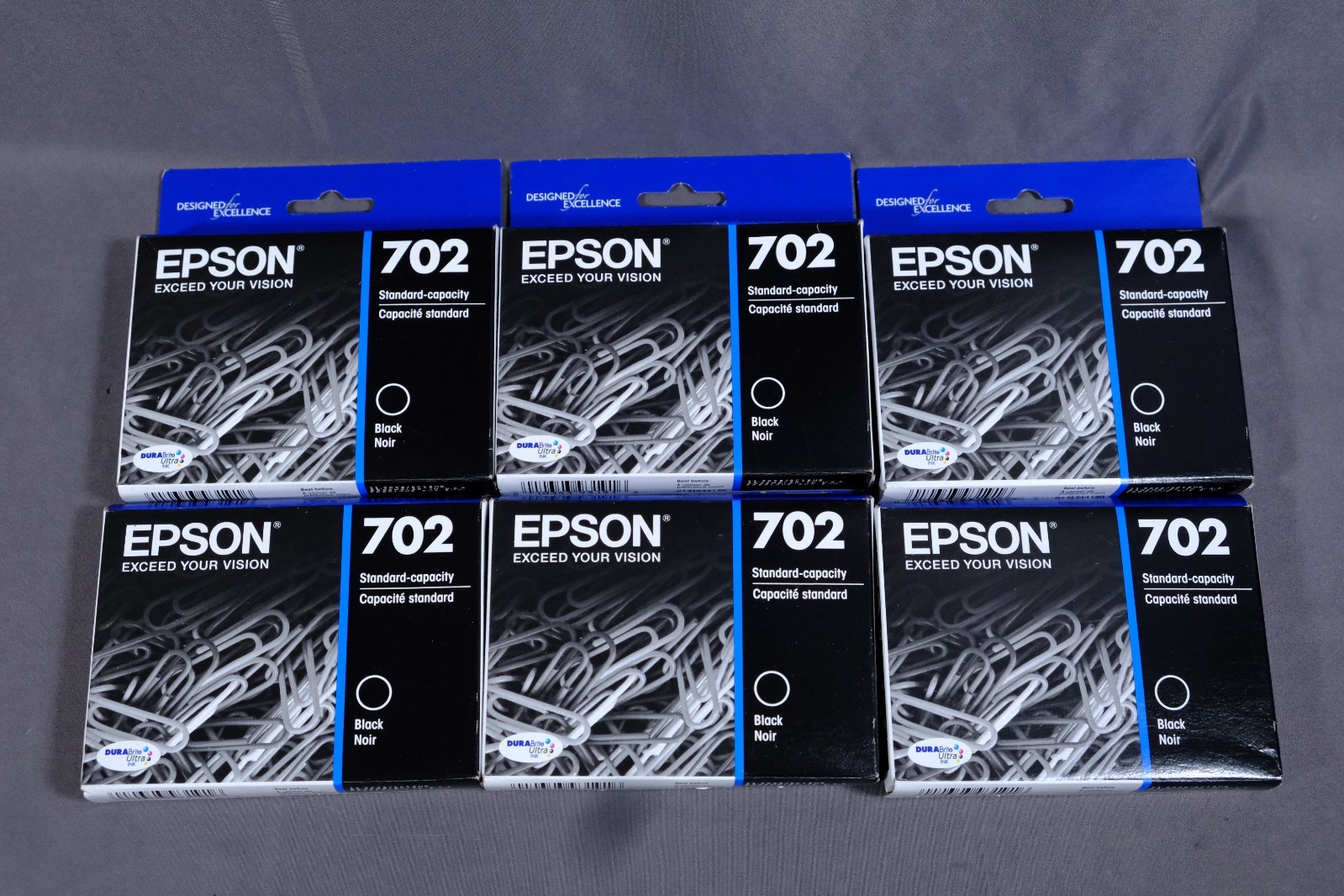 Lot of Genuine Epson 702 Black Ink Cartridge T702120 11/2028