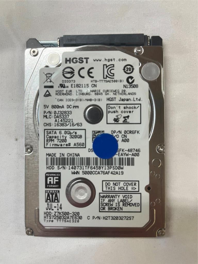 HGST 320GB MLC: DA5337 P/N: 0J32833 HTS725032A7E630