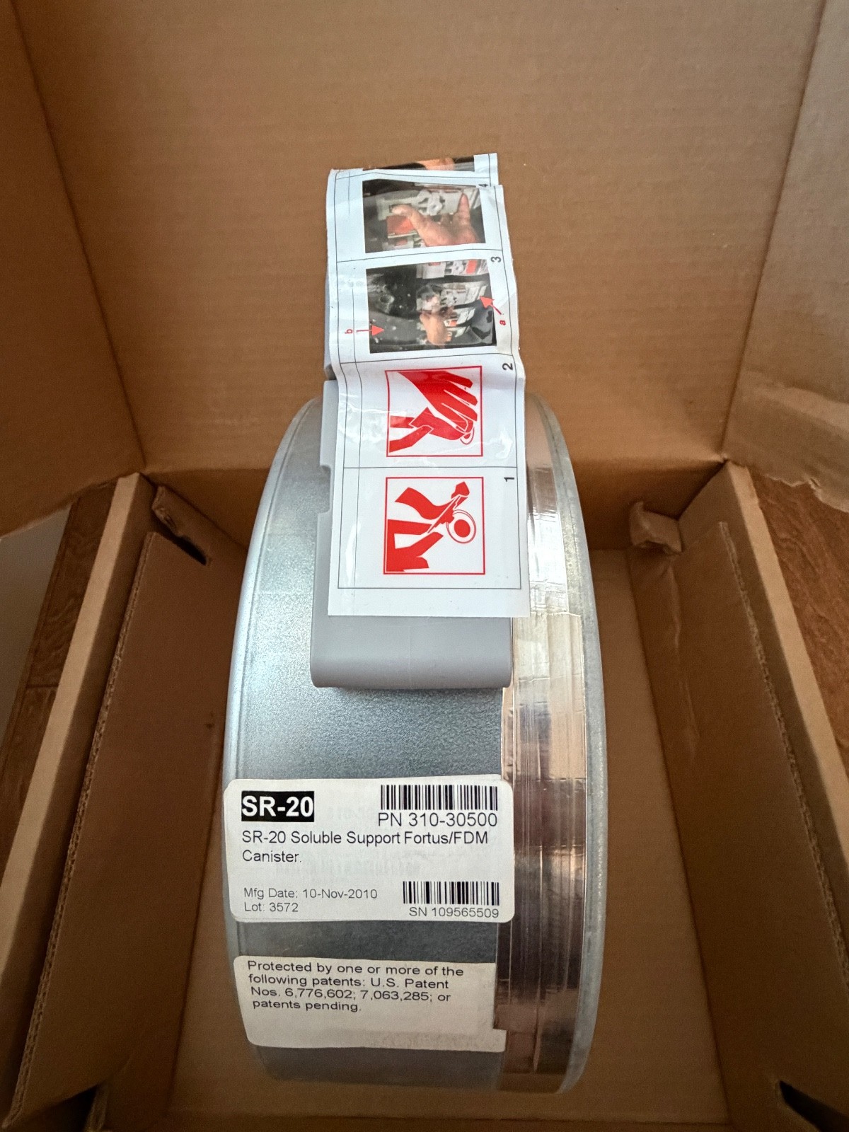 Stratasys SR-20 Soluble Support Canister 310-30500 Fortus FDM 92.3ci NOS