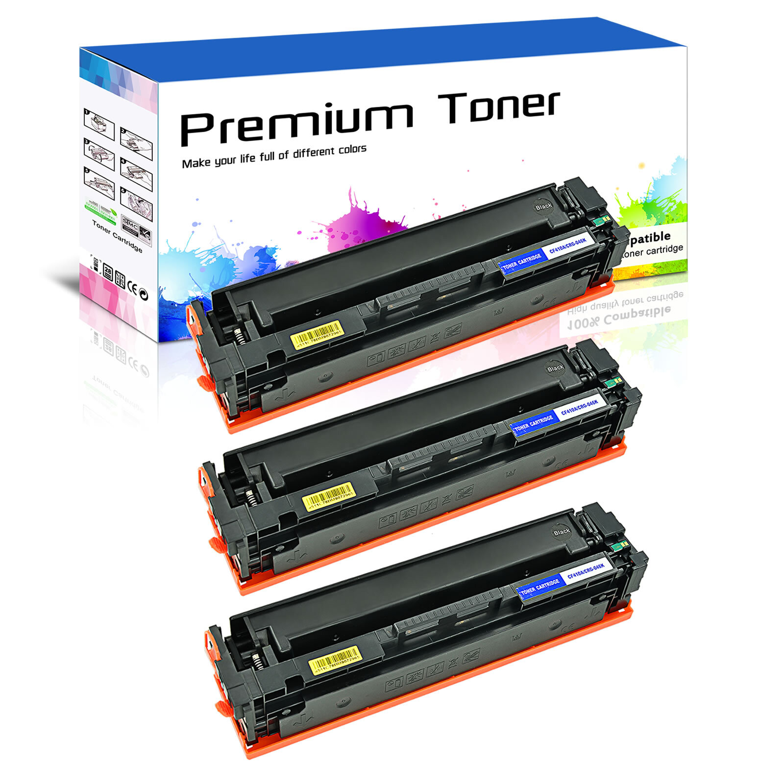 3 PACK CF410A 410A Toner Fitfor HP Color Laserjet Pro MFP M477fnw M477fdw M452dw