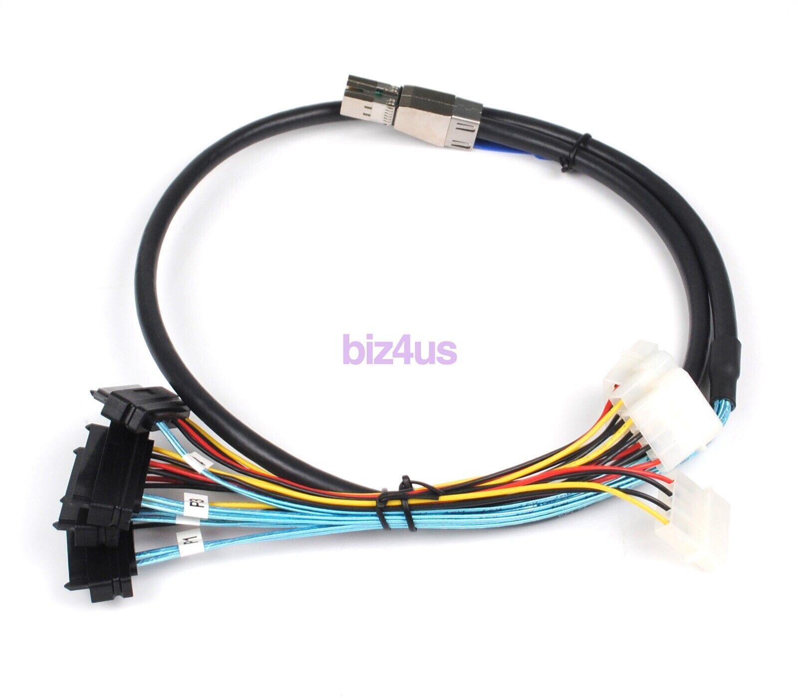 1M/2M SFF-8644 to 4X SFF-8482 Mini SAS Internal HD w/IDE Power Cable 100cm/200cm