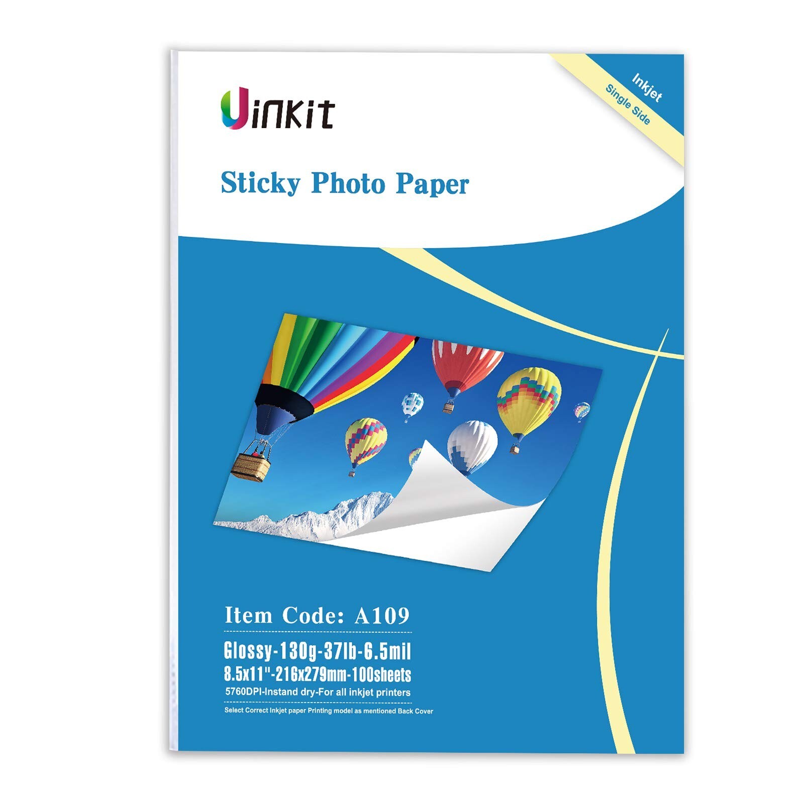 Uinkit 100 sheets Glossy Sticker Paper Photo 8.5x11 Inkjet Self Adhesive Stic...