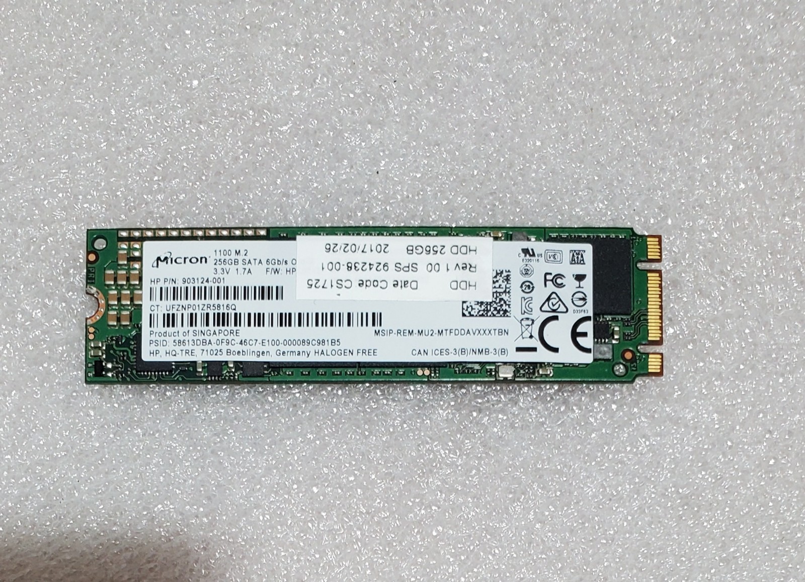HP/ Micron 917924-001 903124-001 903124-003 MTFDDAV256TBN 256GB SSD SATA M.2