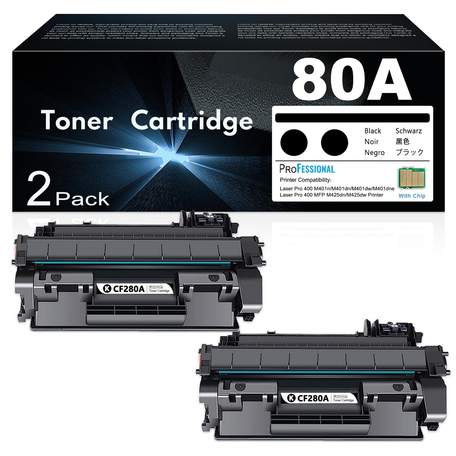 GORLENKE CF280A 80A Toner Cartridge Black High Yield, Replacement HP 80A