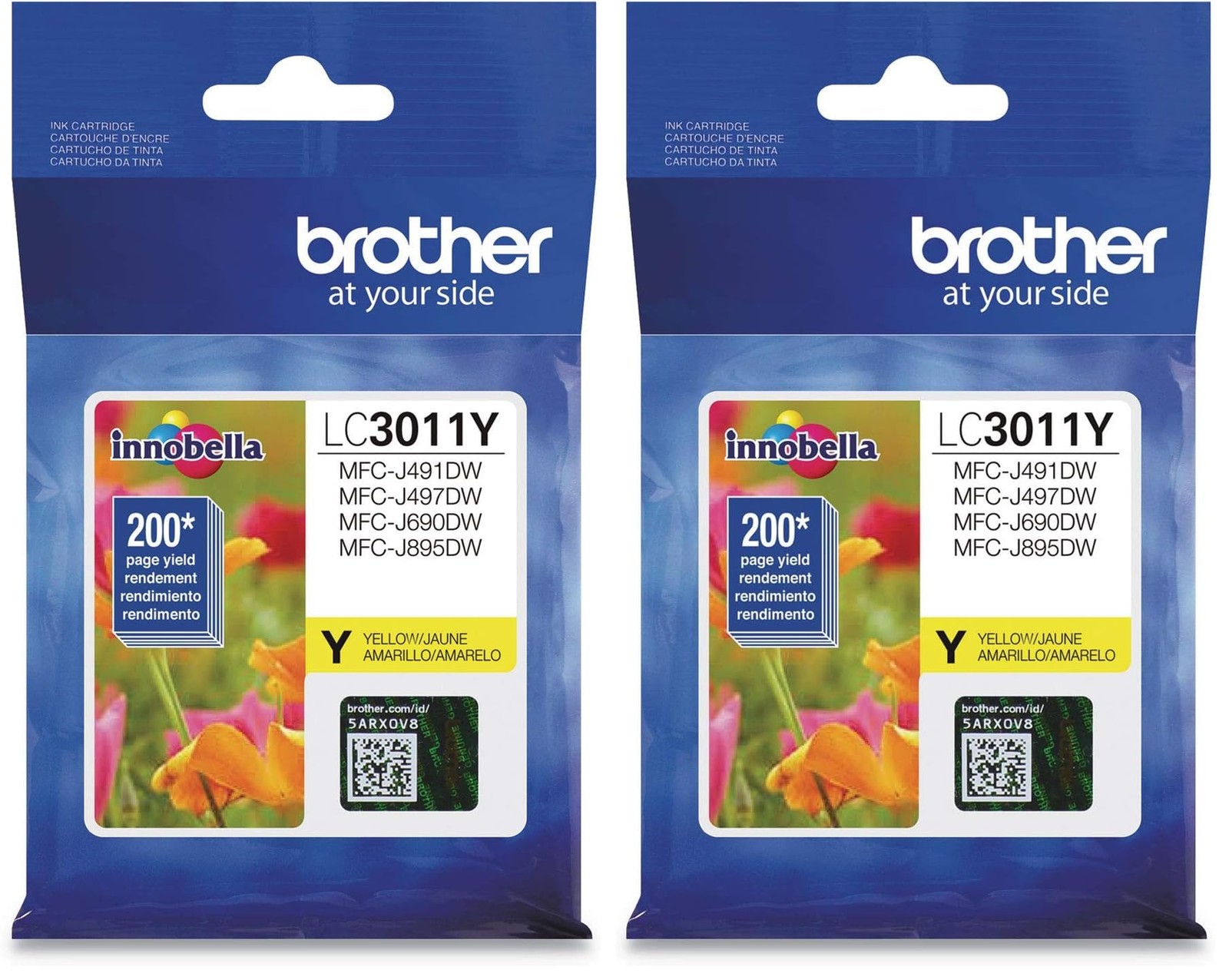 Brother Printer LC3011Y Single Pack Standard (Pack of 2), Yellow