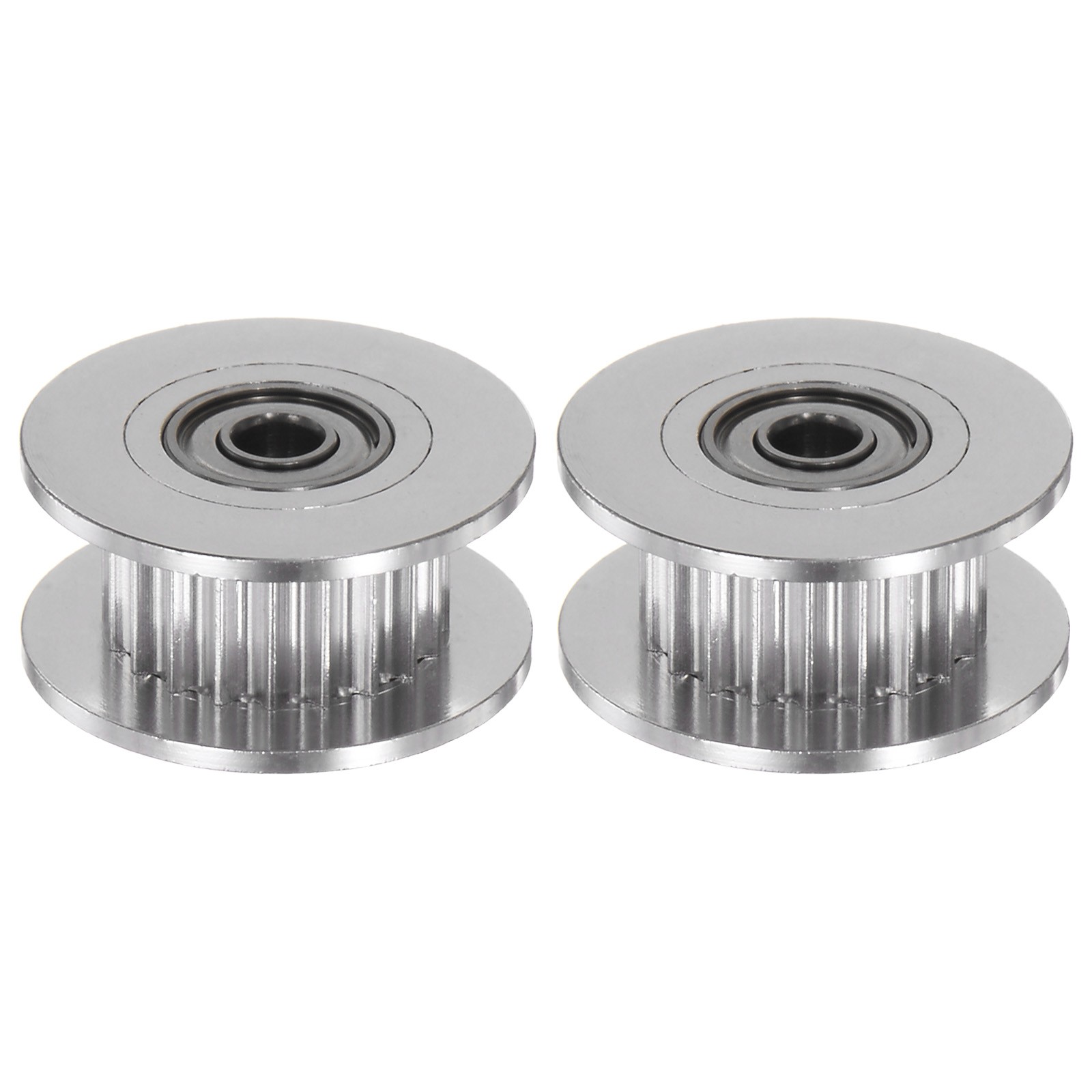 2pcs 2GT Idler Pulley 20 Teeth 3mm Bore 18mm Dia. 6mm Width Belt, Silver Tone