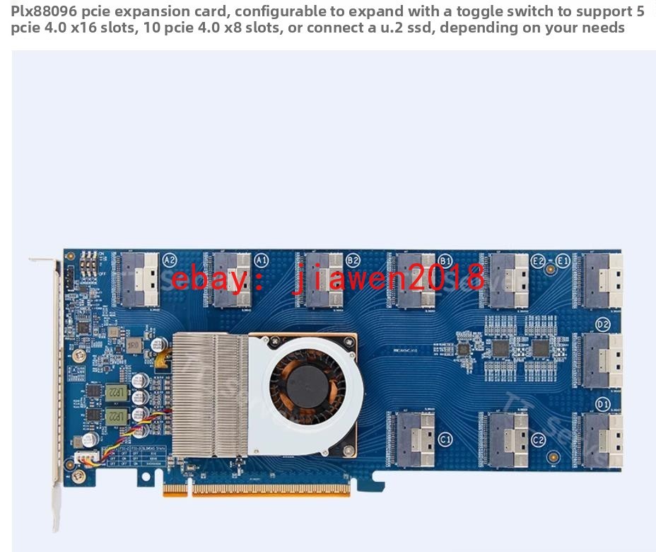 PLX88096 Expansion Card PCIe 4.0 TO 10 Port SFF-8654 5 *PCI-E 16X 10* PCIE 8X US