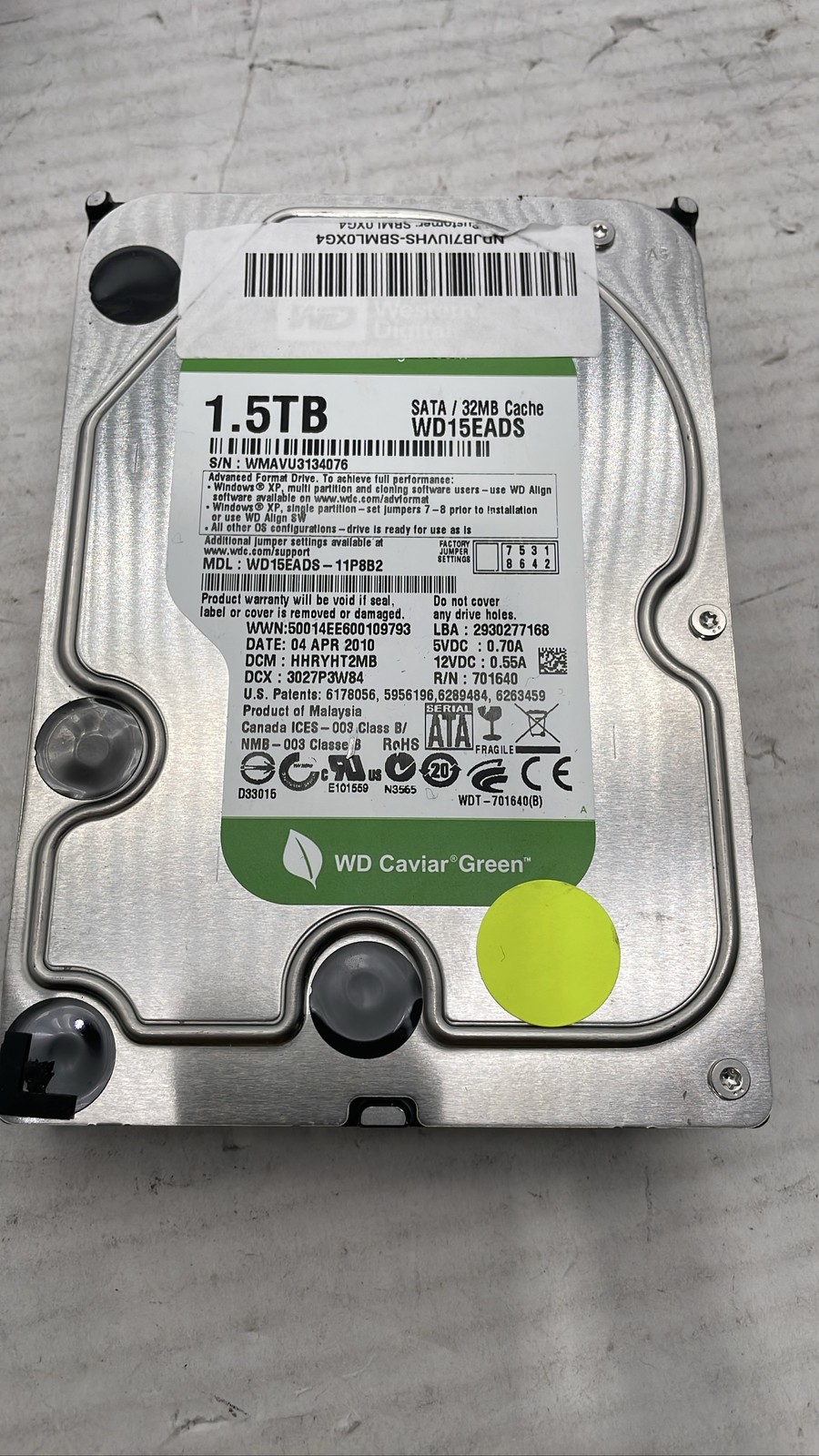 Western Digital WD15EADS-11P8B2 1.5TB SATA 32MB Caviar Green HDD