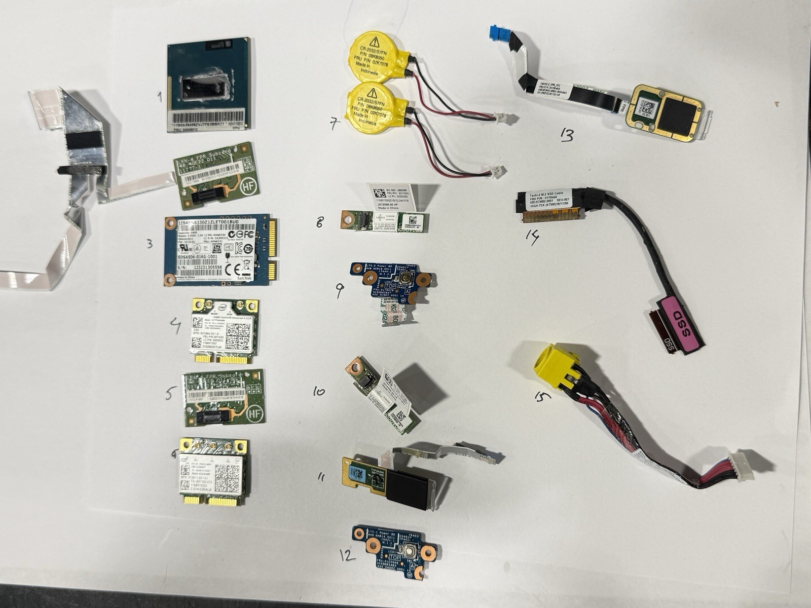 Laptop Parts Lot 15pcs WiFi Cards Fingerprint  Boards Cables Mixed Untested