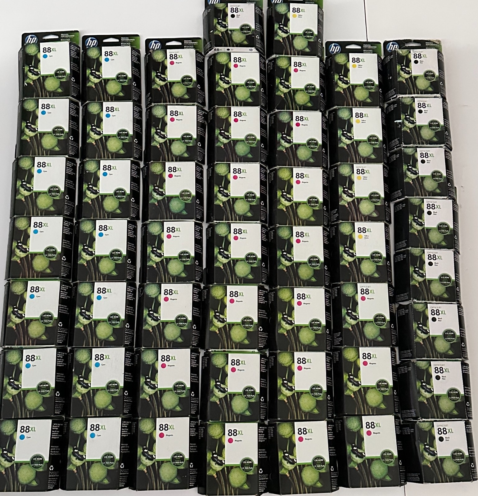 HP 88XL OEM Ink (Lot of 54) Mixed Colors-Mostly 2020–2021 Expiration (RESELLERS)