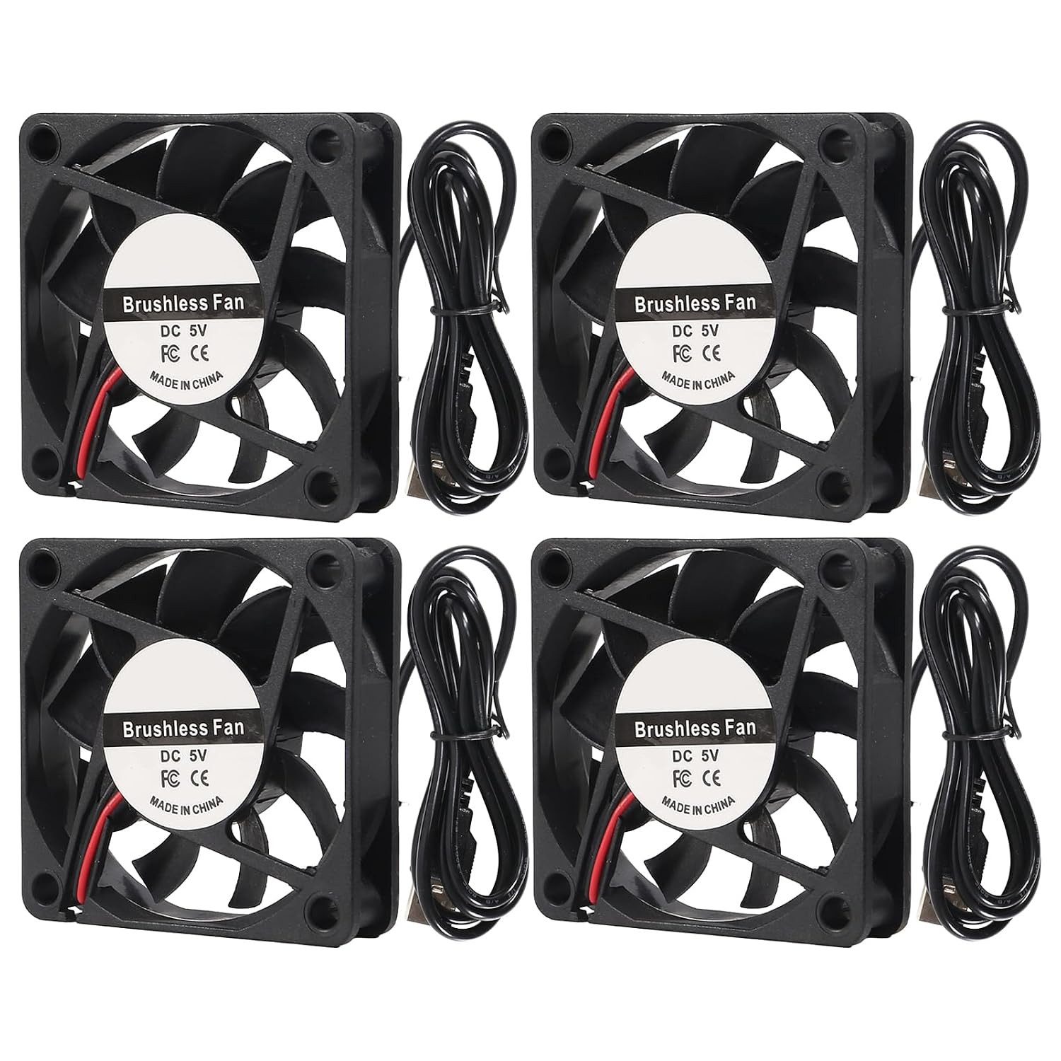 4PCS 5V 6015 Fan USB Brushless Cooling Fan 60Mm X 15Mm 5V DC USB Fans Brushless