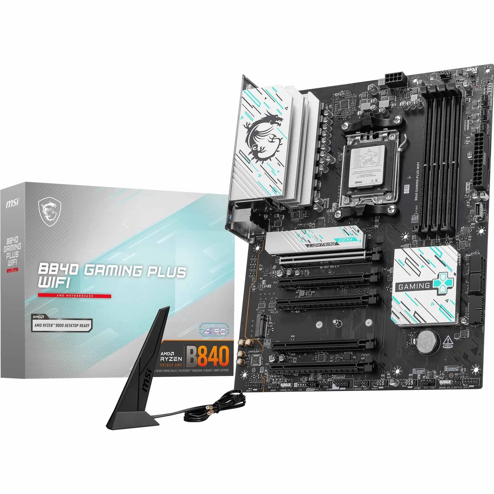 MSI B840 Gaming Plus WiFi Motherboard, ATX - Supports AMD Ryzen 9000/8000 /...