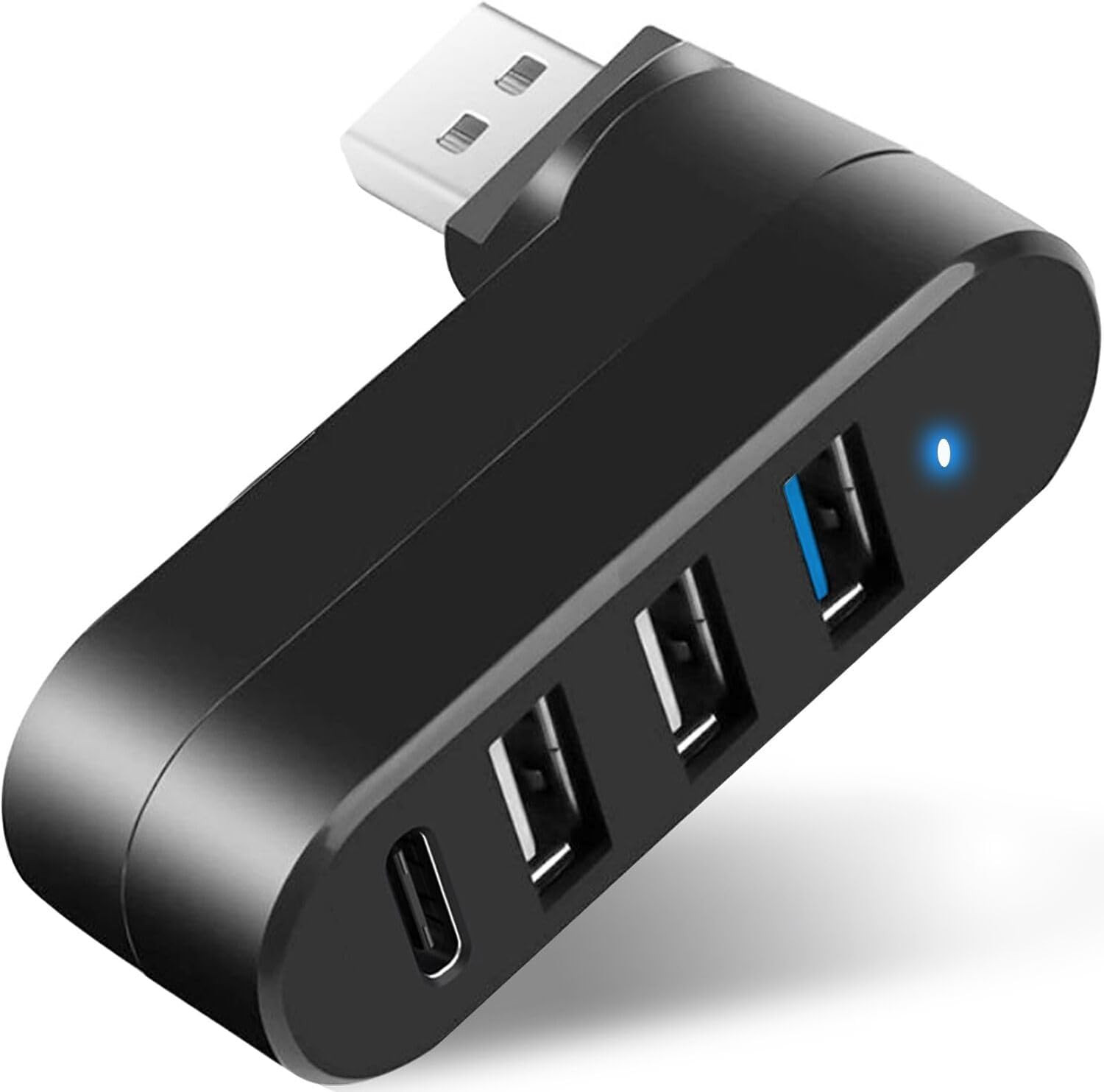 VIENON 4-Port USB 3.0 Hub [90°/180° Degree Rotatable], USB Splitter with 3 USB-A