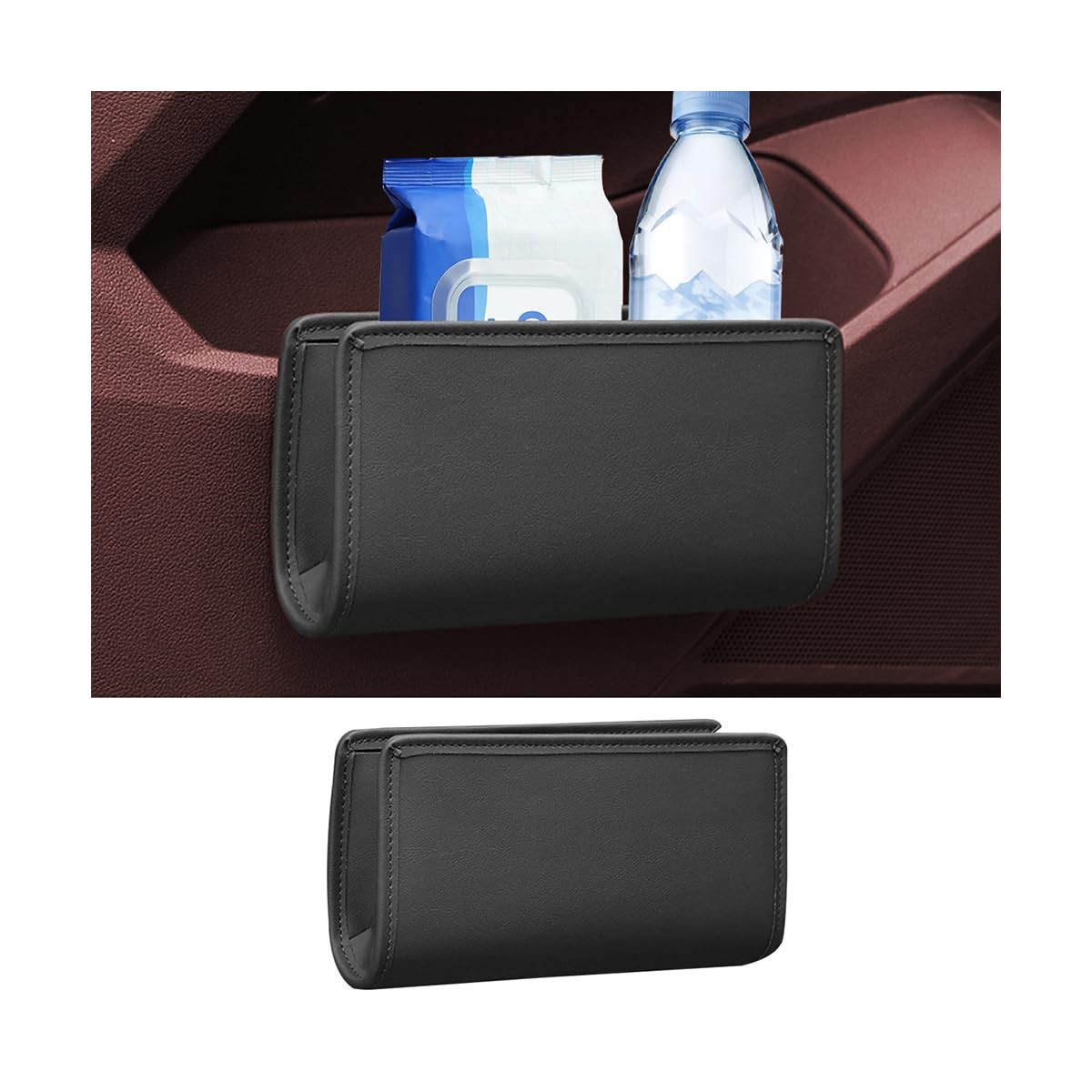 Car Seat Side Storage Pocket, Leather Hanging Foldable Multifunctional Vehicl...