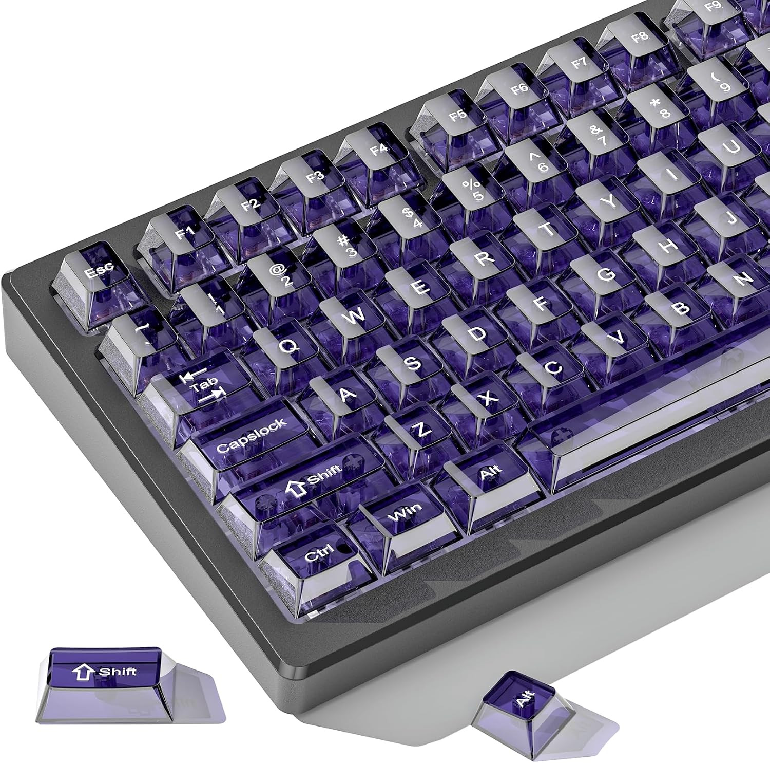 Dagaladoo Purple Clear Keyboard Keycaps,Transparent Keycaps 60 75 100