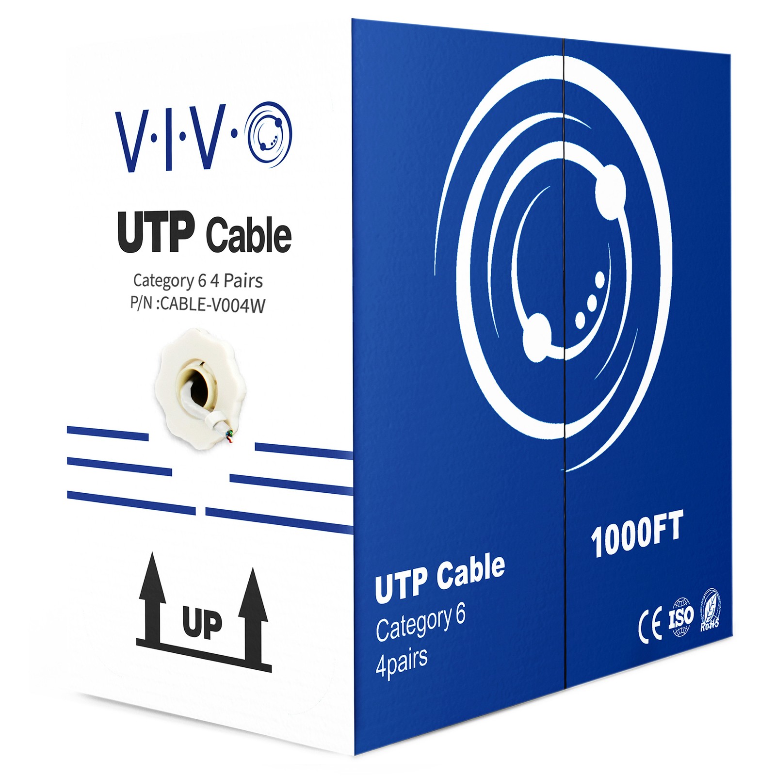 VIVO 1,000ft bulk Cat6 LAN Network Ethernet Cable / Wire UTP Cat-6 White 1000 ft