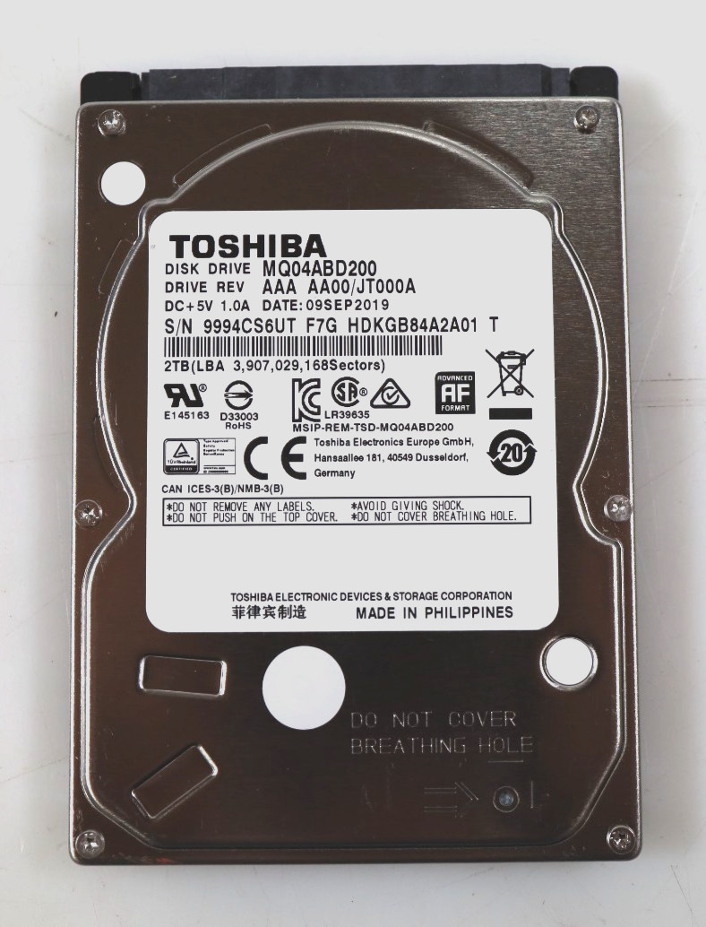 Toshiba 2TB MQ04ABD200 2.5" 5400 RPM SATA Hard Drive