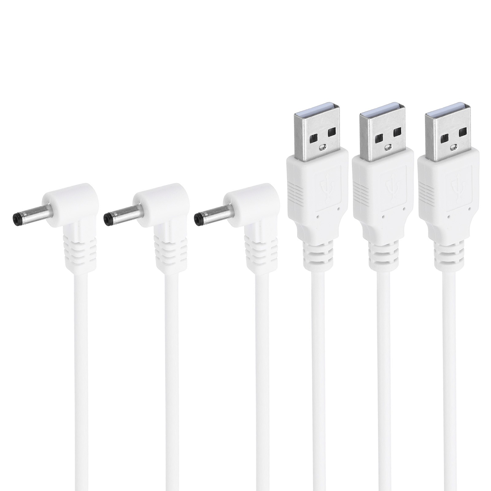 3PCS 3Ft USB 2.0 a Type to DC 3.5x1.35mm 90 Degree Angle Jack Power Cable White