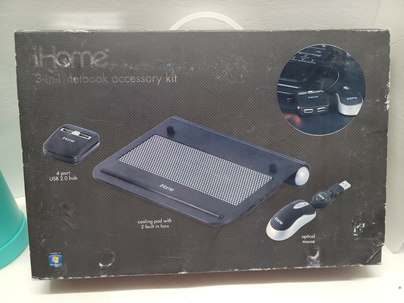 New 3-in-1 iHOME Netbook Accessory Kit 4 USB Ports-cooling pad opt ms  Brand New
