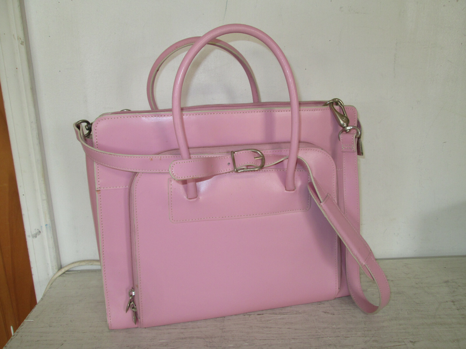 McKlein Leather Laptop Protection Breifcase w/Shoulderstrap Pink