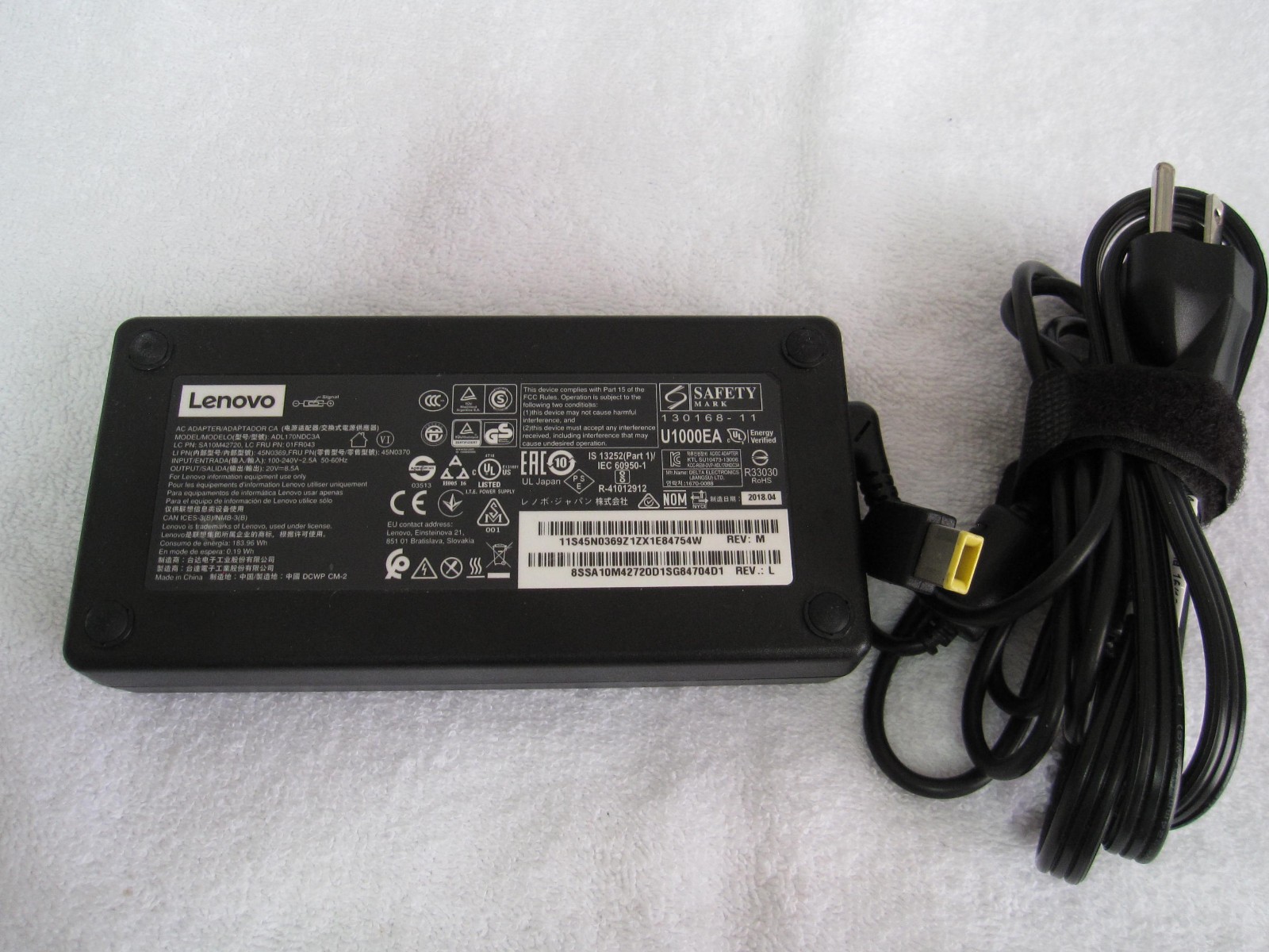 Lenovo ADL170NLC2A 170W AC Power Adapter Charger - Black
