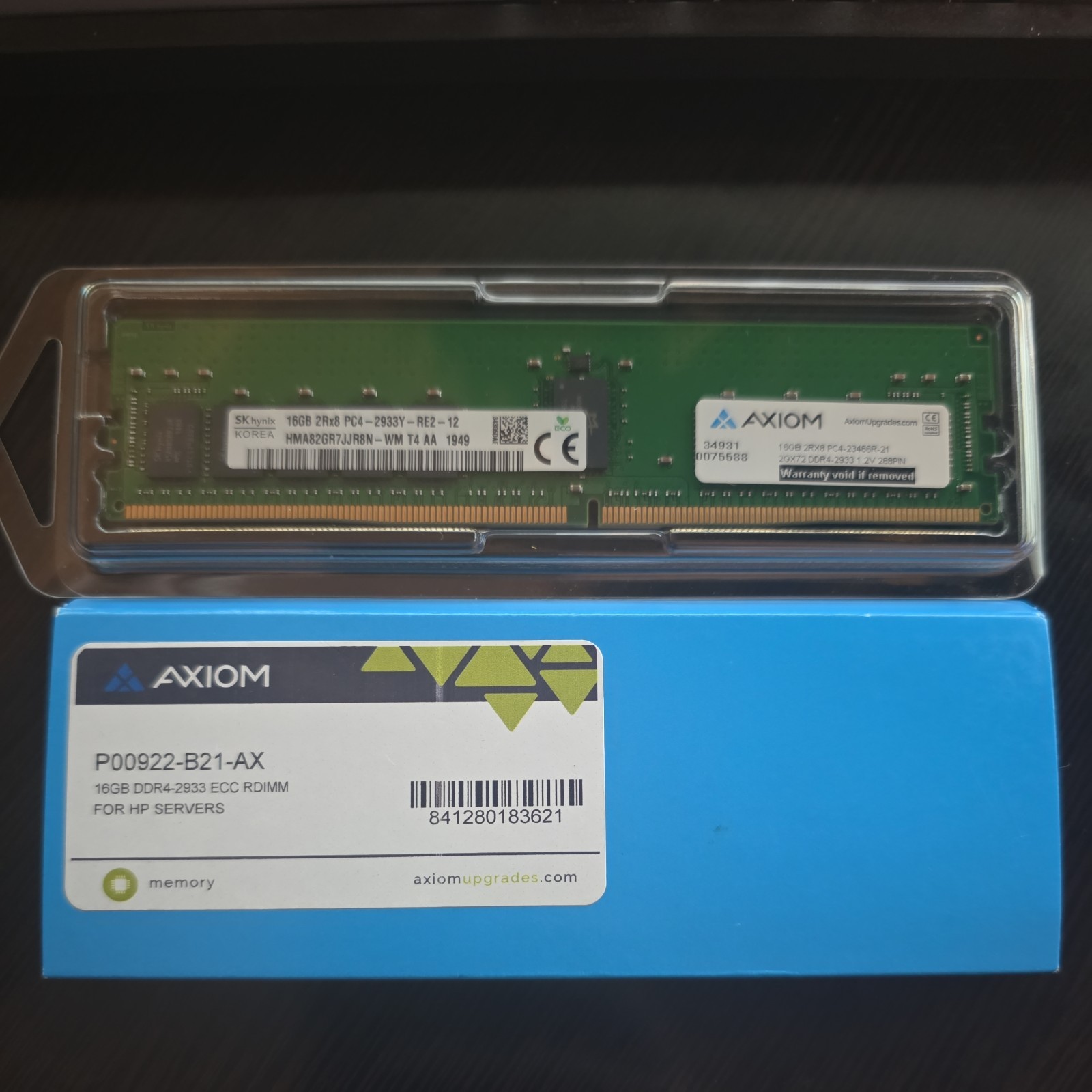 Axiom/SK Hynix P00922-B21-AX/HMA82GR7JJR8N-WM 16GB DDR4-2933 2xR8 ECC RDIMM