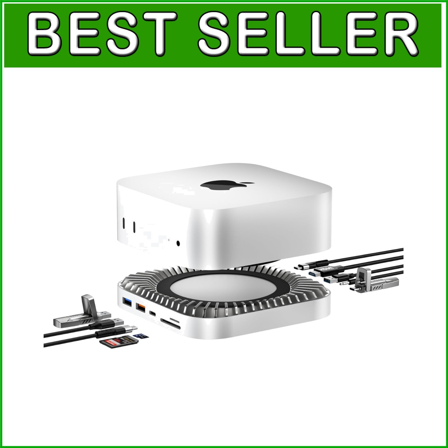 Aluminum Dock for Mac Mini M4 Pro 2024 - 10 Ports w/ 4K HDMI & Power Support*